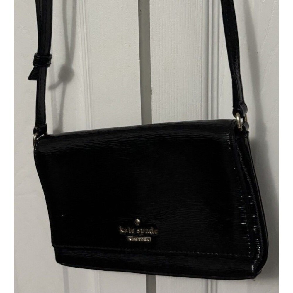 Kate Spade Dressy Black Leather Crossbody Purse 8x5x1.5